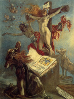 peinture-realisme-Felicien Rops - La tentation de Saint Antoine